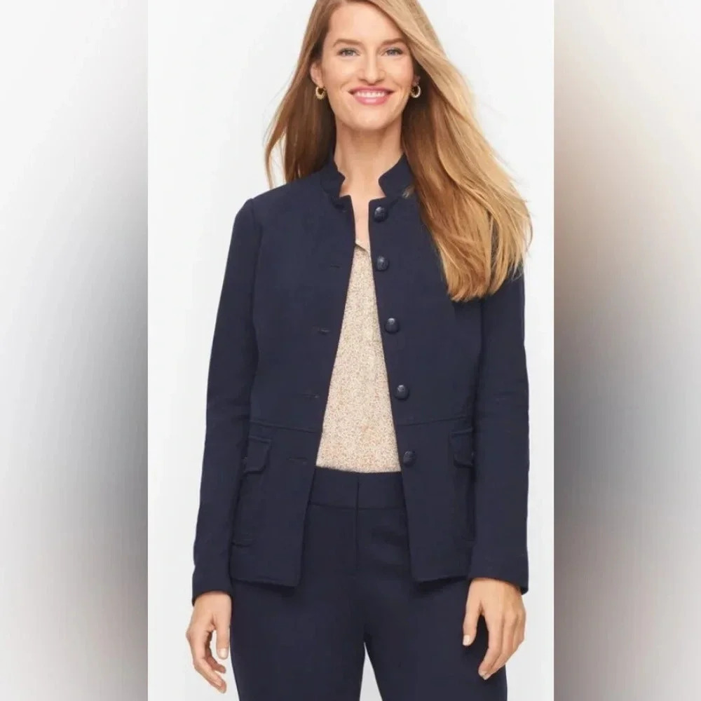 Talbots NWT Refined Ponte Knits Jacket Size 6 Button Up Navy‎